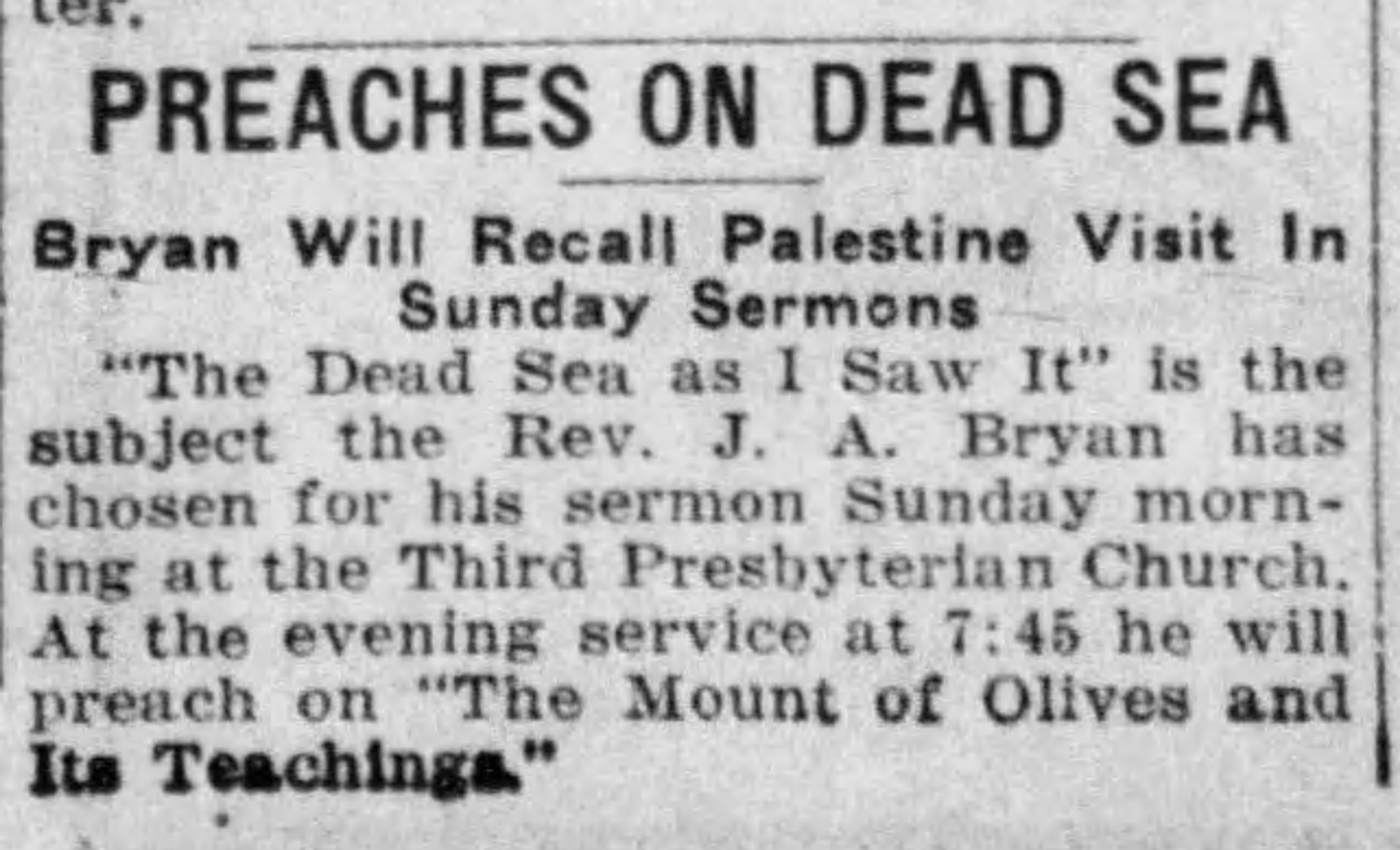 Preaches on Dead Sea